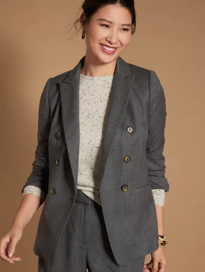 Talbots Luxe Italian Stretch Flannel Blazer - Dark Grey - 22