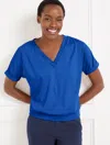 Talbots Misses - Luxe Jersey V-neck T-shirt - Blue Majesty - Xl