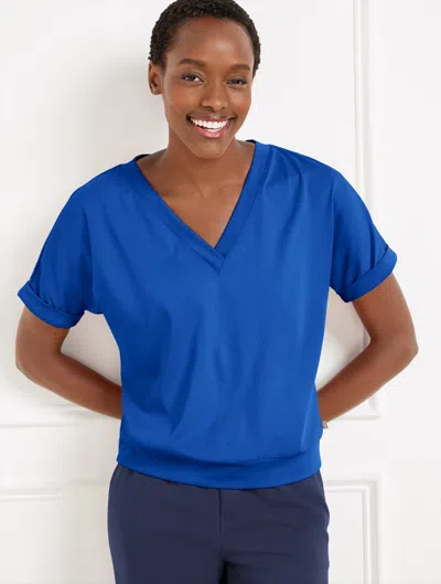 Talbots Misses - Luxe Jersey V-neck T-shirt - Blue Majesty - Xl