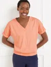 Talbots Misses - Luxe Jersey V-neck T-shirt - Coral Sand - Xl
