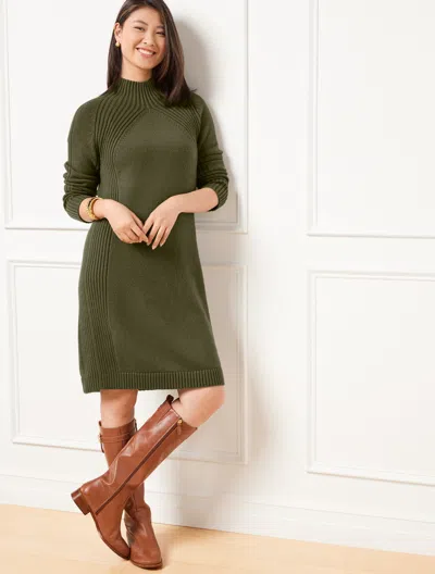 Talbots Plus Size - Mockneck Sweater Dress - Olive Night - 2x