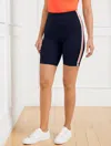 Talbots Misses - Performance Interlock Bike Shorts - Side Stripe - Blue - Xs  In Blue