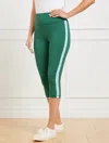 TALBOTS MISSES - PERFORMANCE INTERLOCK CAPRI LEGGINGS - SIDE STRIPE - HERITAGE GREEN - XL TALBOTS
