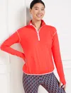 Talbots Misses - Performance Interlock Half-zip Pullover Sweater - Hot Coral - Medium  In Hot Coral