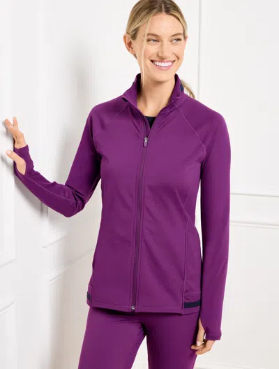 Talbots Misses - Performance Interlock Jacket - Colorblock - Mulberry Wine - Large