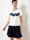Talbots Misses - Piquã© Oversized Crewneck T-shirt - Tennis Ball - White/ink - Xl  In White,ink