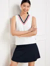 Talbots Misses - Piquã© V-neck Tipped Sleeveless Tank Top - White - Xl  In White