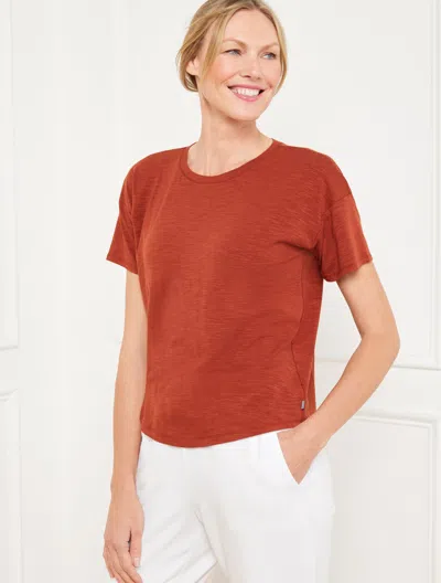 Talbots Misses - Pleat Back Short Sleeve T-shirt - Red Terra - Xl