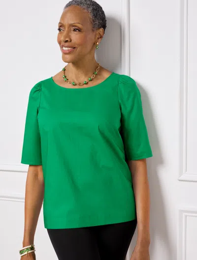 Talbots Misses - Poplin Top - Paradise Green - Small - 100% Cotton