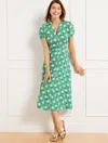 Talbots Misses - Puff Sleeve Shirtdress - Ditsy Vines - White/bright Green - 14  In White,bright Green