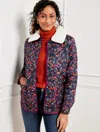 Talbots Quilted Bomber Jacket - Woodland Ditsy - Indigo - 3x  In Indigo