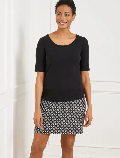 Talbots Misses - Scoop Neck Ribbed T-shirt - Black - Xl