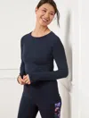 Talbots Petite - Seamless Stretch Ribbed Crewneck T-shirt - Blue - Xxsm  In Blue