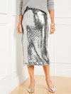 Talbots Plus Size - Sequin Pencil Skirt - Silver - 24  In Silver