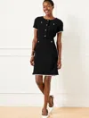 Talbots Misses - Short Sleeve Tweed Dress - Black - 18  In Black
