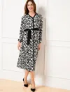 Talbots Misses - Stretch Crepe Midi Dress - Gathered Feathers - Ivory/black - 10  In Ivory,black