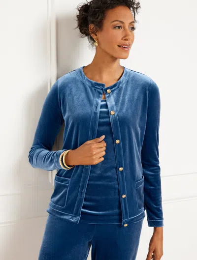 Talbots Stretch Velvet Cardigan Sweater - Radiant Sapphire - 1x