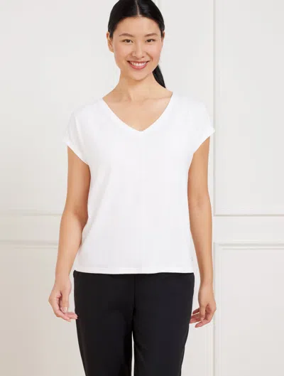 Talbots Misses - Supersoft Jersey V-neck T-shirt - White - Small