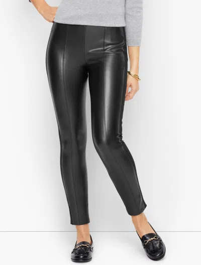 Talbots Petite -  Portland Faux Leather Leggings - Black - 10