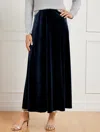 Talbots Plus Size - Velvet Maxi Slip Skirt - Blue - 22  In Blue