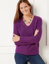 Talbots Wool Blend Cable Knit Sweater - Brilliant Amethyst - X  In Brilliant Amethyst