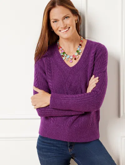 Talbots Wool Blend Cable Knit Sweater - Brilliant Amethyst - X