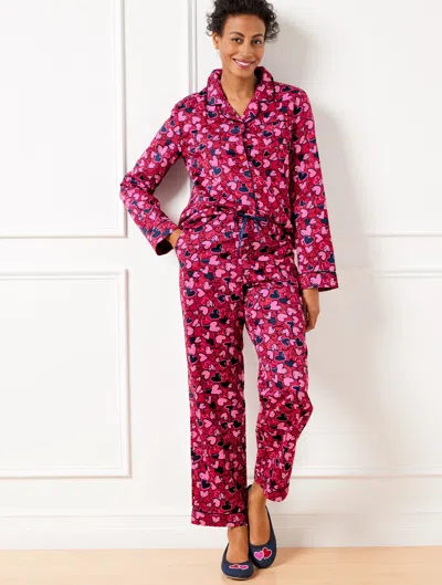 Talbots Misses - Woven Pajama Set - Entwined Hearts - Red - Xs - 100% Cotton