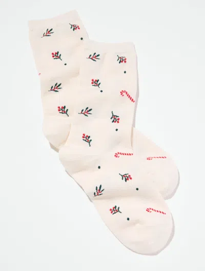 Talbots Mistletoe Trouser Socks - Ivory - 001  In Neutral
