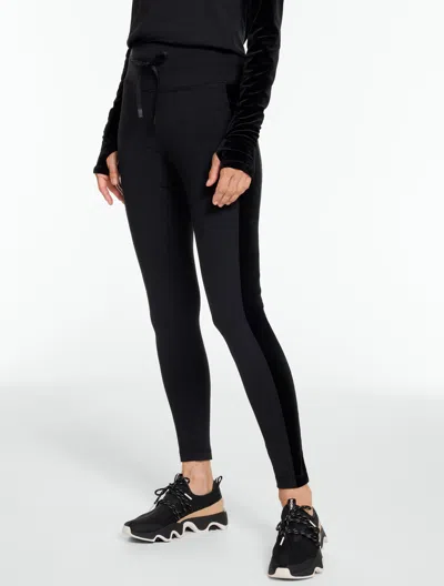 Talbots Mixed Media Velour Leggings - Black - Xs