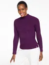 Talbots Mockneck Nep Sweater - Purple Garnet - Large  In Purple