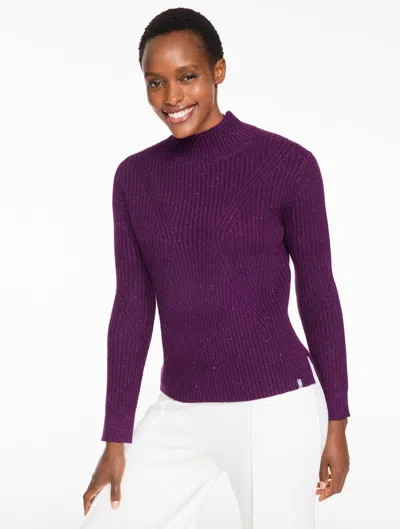 Talbots Mockneck Nep Sweater - Purple Garnet - Large