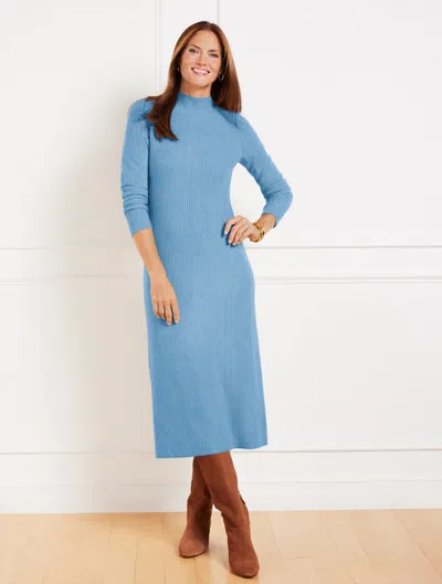 Talbots Mockneck Sweater Dress - Tranquil Blue - X