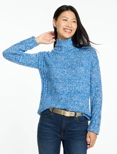 Talbots Mockneck Sweater - Tweed - Colony Blue - Xs