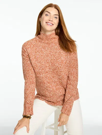 Talbots Mockneck Sweater - Tweed - Russet Orange - Xs