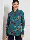 Talbots Modal French Terry Half-zip Pullover Sweater - Poetic Floral - Everglade - 3x  In Everglade