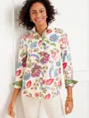 Talbots Plus Size - Modern Classic Shirt - Darling Floral - Ivory - 3x - 100% Cotton  In Ivory