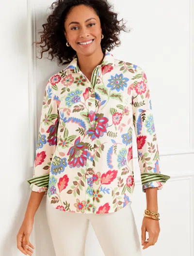 Talbots Plus Size - Modern Classic Shirt - Darling Floral - Ivory - 3x - 100% Cotton