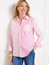 Talbots Misses - Modern Classic Shirt - Mixed Stripe - White - Xs - 100% Cotton  In White