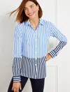 Talbots Plus Petite - Modern Classic Shirt - Wonder Stripe - Vista Blue/ink - 3x - 100% Cotton  In Vista Blue,ink