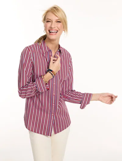 Talbots Modern Classic Shirt - Dolly Stripe - Red - Xs - 100% Cotton