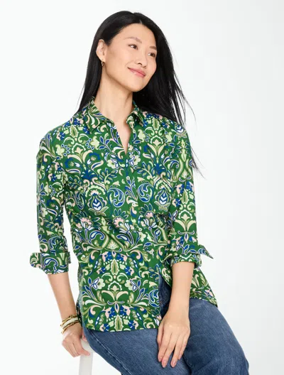 Talbots Modern Classic Shirt - Wildflowers - Deep Forest - Xs - 100% Cotton  In Multi