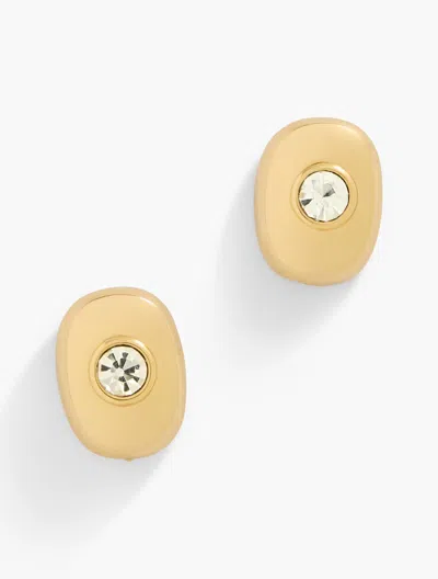 Talbots Modern Faceted Stone Stud Earrings - Gold - 001