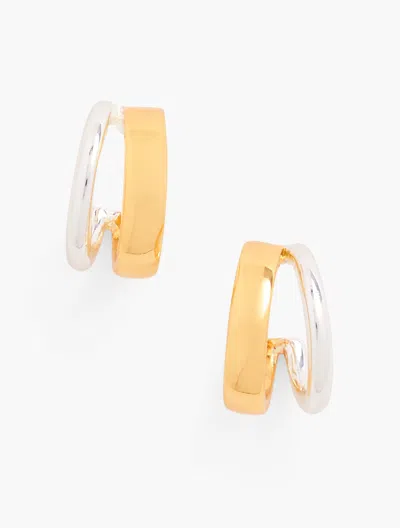 Talbots Modern Mixed Hoop Earrings - Gold/silver - 001