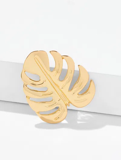 Talbots Monstera Leaf Brooch - Shiny Gold - 001