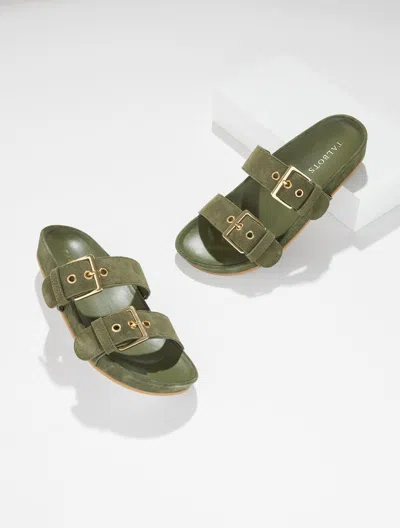 Talbots Morgan Suede Slides - Olive Leaf - 11m  In Green
