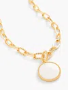 TALBOTS MOTHER OF PEARL PENDANT NECKLACE - IVORY/GOLD - 001 TALBOTS