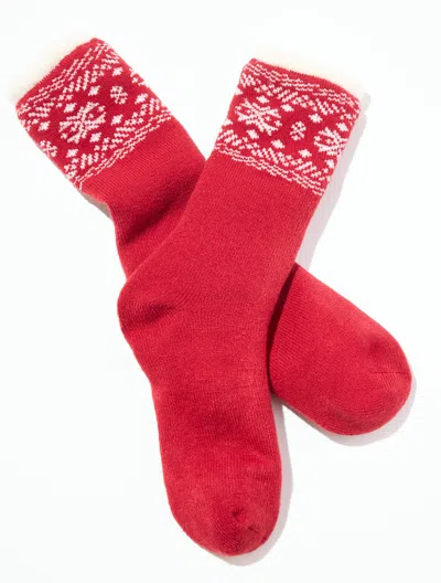 Talbots Mountain Fair Isle Cozy Trouser Socks - Karanda Red - 001