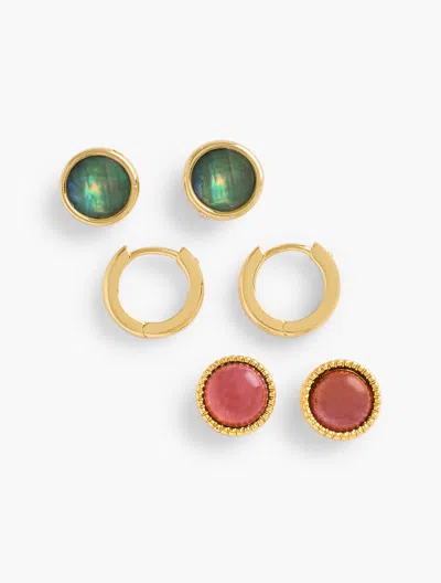 Talbots Multi Color Earring Set - Pink Rouge/gold - 001