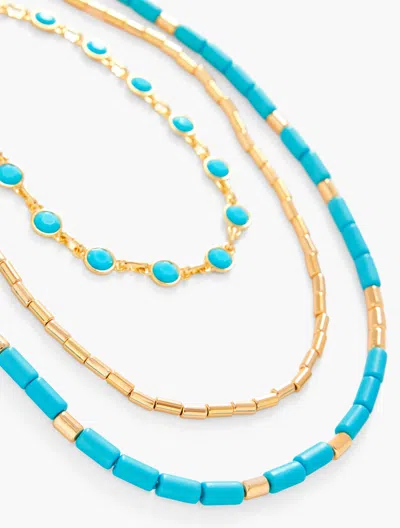 Talbots Multi Layered Tube Necklace - Vivid Turquoise/gold - 001  In Vivid Turquoise,gold