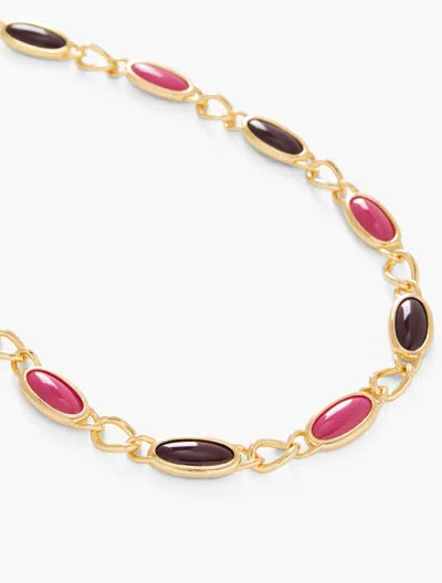 Talbots Multi Stone Statement Necklace - Plumrose/gold - 001  In Plumrose,gold